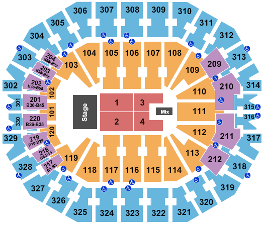 KFC Yum! Center Dan and Shay Seating Chart